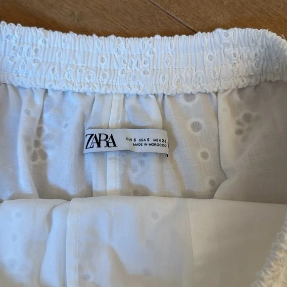 Zara White Eyelet High Waist Shorts. New! - Picture 3 of 4